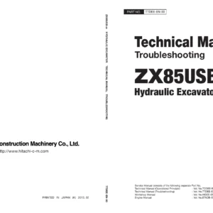Hitachi ZX85USB-5A Hydraulic Excavator Technical Manual Troubleshooting TTDEE-EN-00