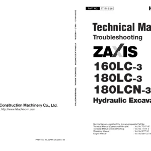 Hitachi Zaxis 160LC-3 180LC-3 180LCN-3 Troubleshooting Technical Manual PDF