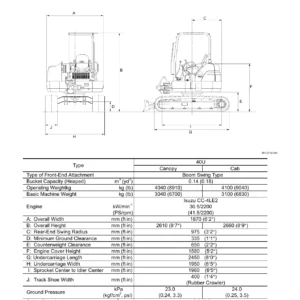 Hitachi Zaxis 40U 50U Excavator Technical & Workshop Manual T1LDE-00 PDF
