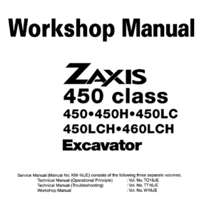 Hitachi Zaxis 450 450H 450LC 450LCH 460LCH Excavator Workshop Manual W16J-E-01