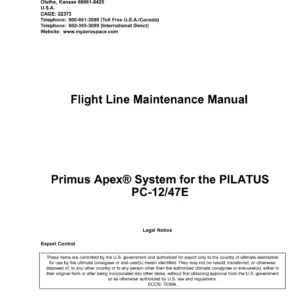 Honeywell Primus Apex Pilatus PC-12/47E Flight Line Maintenance Manual 2020
