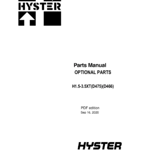 Hyster H1.5-3.5XT Forklift Optional Parts Manual 4140284 - PDF