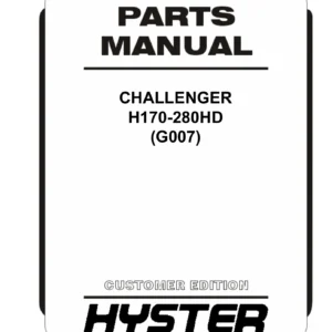 Hyster H170-280HD G007 Challenger Parts Manual 2012 - PDF Download