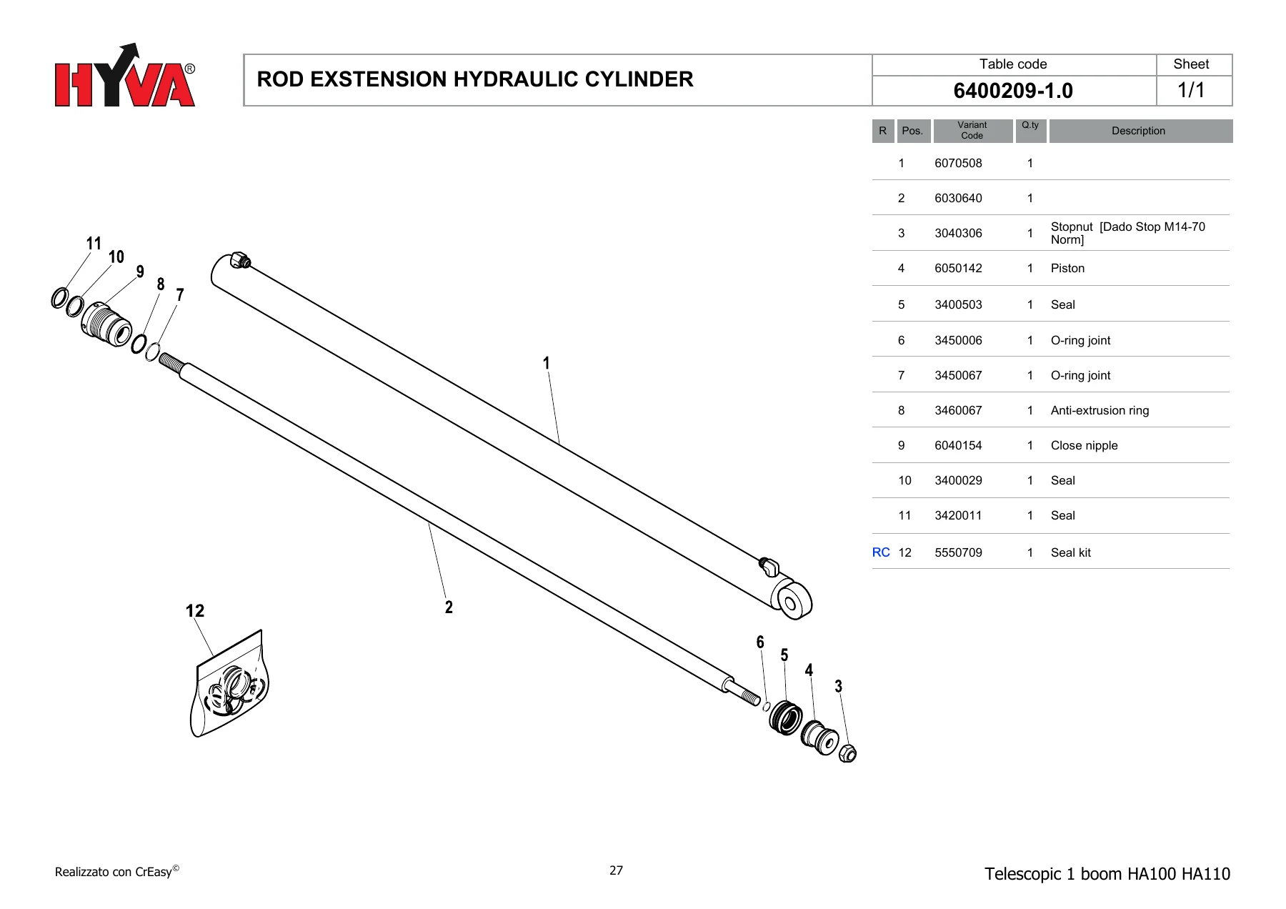 Hyva HA100 HA110 Telescopic 1 Boom Crane Spare Parts Catalogue 7881348.0 - Image 3