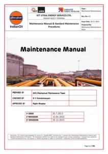 IOT Utkal Paradip BOOT-3 Terminal Mechanical Maintenance Manual & Standard Procedures 2023