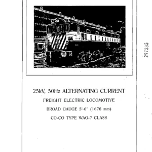 Indian Railways WAG-7 Electric Locomotive Maintenance Manual Volume I (2000) - CLW PDF