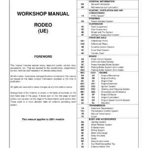 Isuzu Rodeo UE 2001 Workshop Manual PDF - 2.2L & 3.2L Service Repair