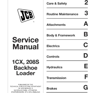 JCB 1CX and 208S Service Manual 9803/8550 Issue 12 - Complete Workshop Repair Guide