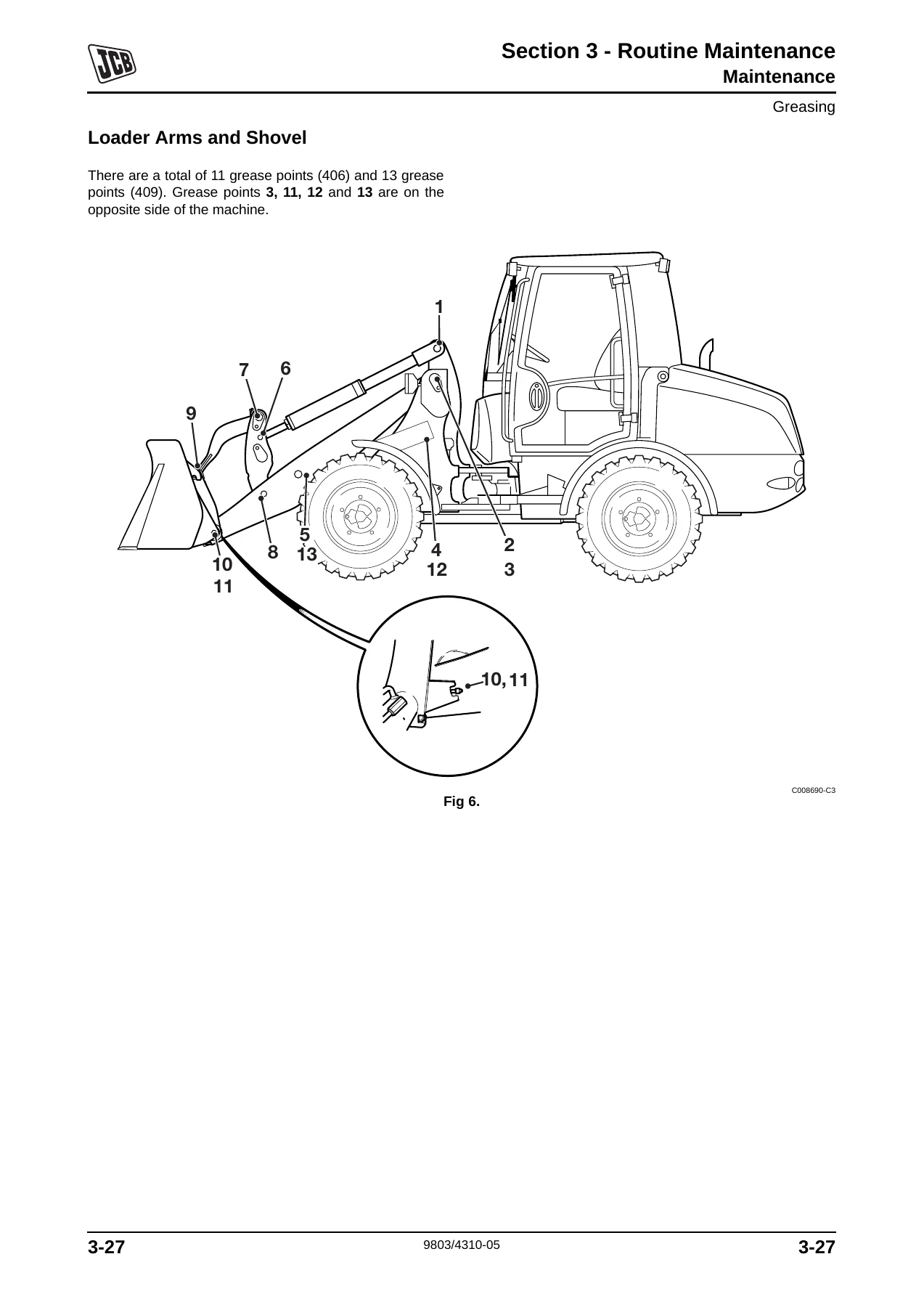 JCB 406 409 Wheeled Loading Shovel Service Manual 9803/4310-05 - Image 2