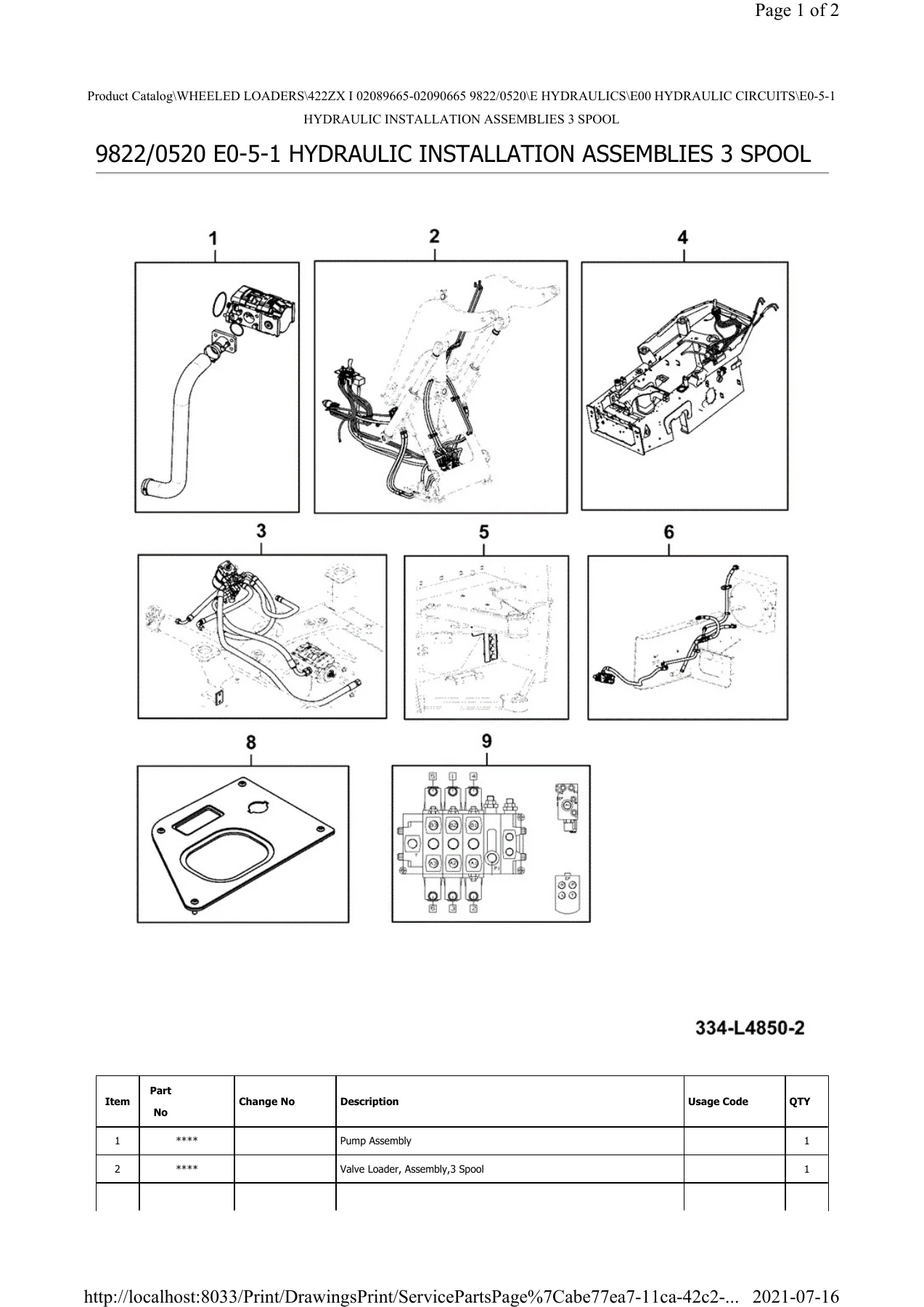 JCB 422ZX Wheel Loader Parts Catalog 9822-0520 Serial 02089665-02090665 - Image 3