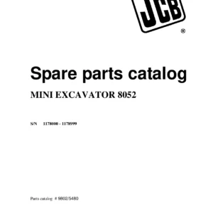 JCB 8052 Mini Excavator Spare Parts Catalogue 2013 - Parts Catalog 9802/5480 PDF