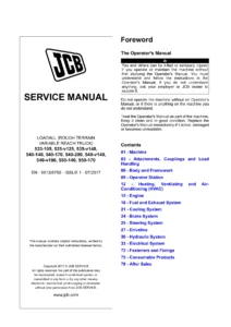 JCB Loadall 533-105 to 550-170 Service Manual 9813/8750-1 July 2017 PDF