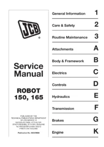 JCB Robot 150 & 165 Skid Steer Loader Service Manual - 9803/8500 PDF