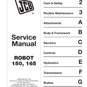 JCB Robot 150 & 165 Skid Steer Loader Service Manual - 9803/8500 PDF