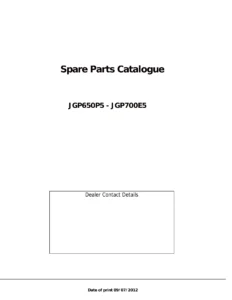 JGP650P5 JGP700E5 Diesel Generator Spare Parts Catalogue 2012 - Perkins 2806A-E18TAG2