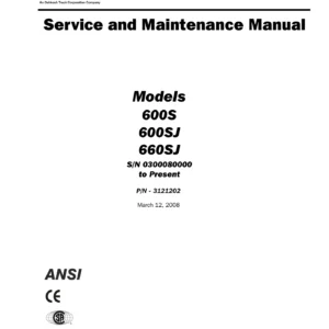 JLG 600S 600SJ 660SJ Boom Lift Service and Maintenance Manual - P/N 3121202
