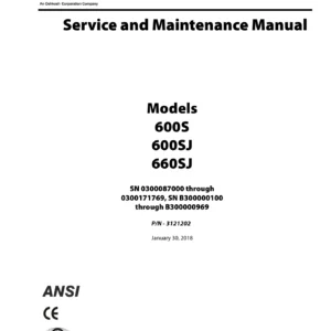JLG 600S 600SJ 660SJ Service & Maintenance Manual 3121202 - January 2018 PDF