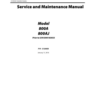 JLG 800A 800AJ Service & Maintenance Manual Prior to S/N 0300183033 - P/N 3120858 (2016)