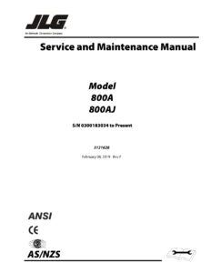 JLG 800A 800AJ Service and Maintenance Manual 3121628 Rev F PDF Download