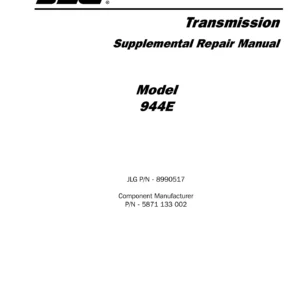 JLG 944E ZF 4WG-98 TSC Transmission Supplemental Repair Manual 8990517