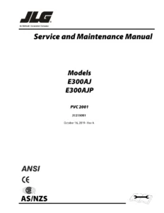 JLG E300AJ E300AJP Service & Maintenance Manual 2019 Rev A PDF
