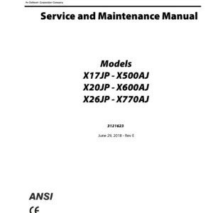 JLG X17JP X500AJ X20JP X600AJ X26JP X770AJ Service and Maintenance Manual 3121623 Rev E 2018