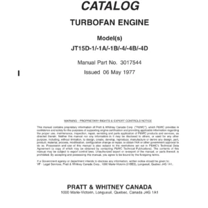 JT15D-1, -1A, -1B, -4, -4B, -4D Turbofan Engine Illustrated Parts Catalog - PDF