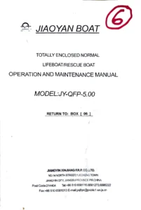 JY-QFP-5.00 Totally Enclosed Lifeboat & Rescue Boat Operation and Maintenance Manual