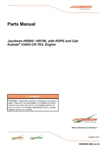 Jacobsen HR600 / HR700 Parts Manual - Kubota V2403 Engine - PDF Download