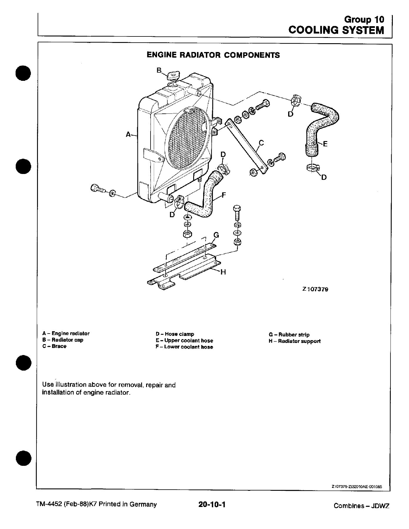 John Deere 1166 1169H 1174 1177 1177 Hydro/4 1188 1188 Hydro/4 Combines Technical Manual TM-4452 - Image 2