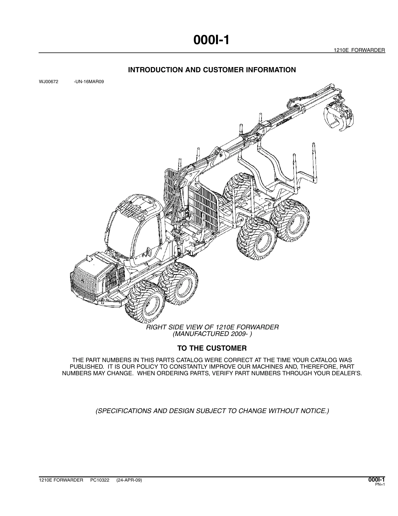 John Deere 1210E Forwarder Parts Catalog PC10322 (Jun-09) PDF Download - Image 2