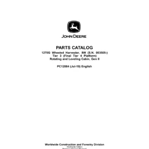 John Deere 1270G 8W Wheeled Harvester Tier 3 Parts Catalog PC12884