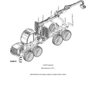 John Deere 1910E Forwarder (001003-) Parts Catalog PC10355 - 2012 Edition