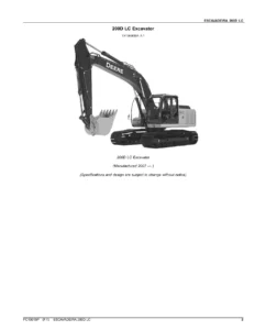 John Deere 200D LC Excavator Parts Catalog Manual - PC10015P PDF Download