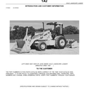 John Deere 210LE Landscape Loader Parts Catalog PC2598 2005 PDF