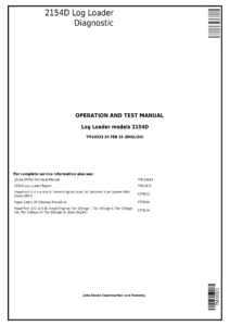 John Deere 2154D Log Loader Diagnostic Operation and Test Manual TM10323