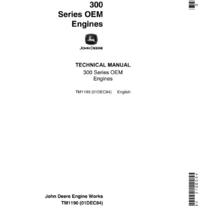 John Deere 300 Series OEM Engines Technical Manual TM1190 - PDF Download