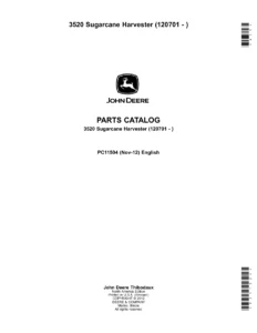 John Deere 3520 Sugarcane Harvester Parts Catalog PC11504 (Nov 2012) PDF Download