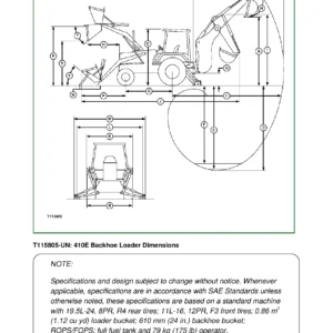 John Deere 410E Backhoe Loader Operation and Test Technical Manual TM1610 - PDF Download