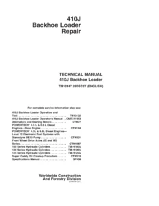 John Deere 410J Backhoe Loader Repair Manual TM10147 (2007) - PDF Download