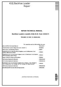 John Deere 410J Backhoe Loader Repair Technical Manual TM10851 - PDF Download