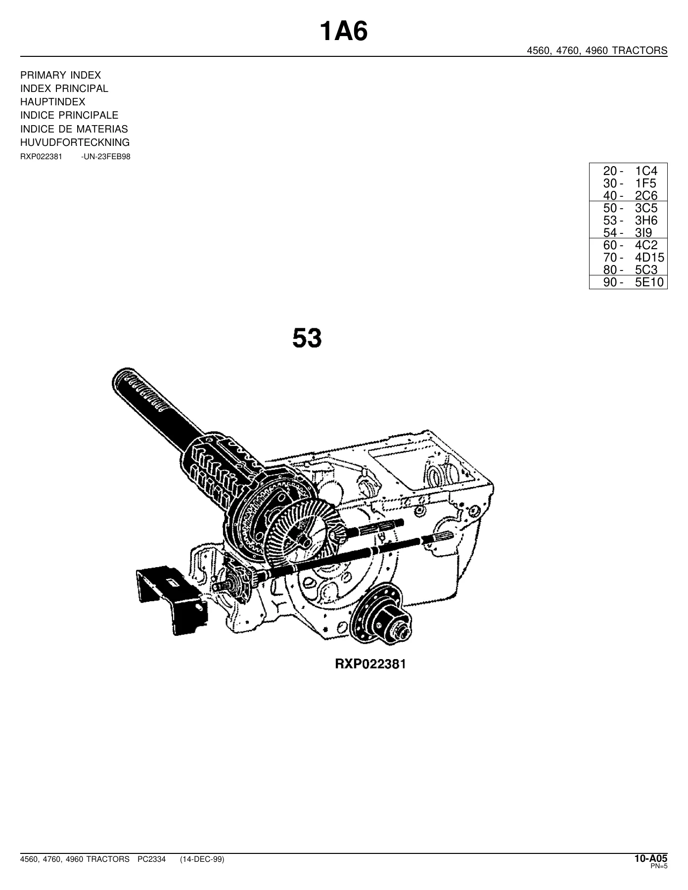 John Deere 4560 4760 4960 Tractor Parts Catalog PC2334 (1999) - Image 3