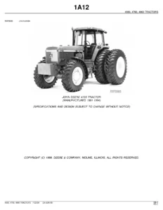 John Deere 4560 4760 4960 Tractor Parts Catalog PC2334 (1999)