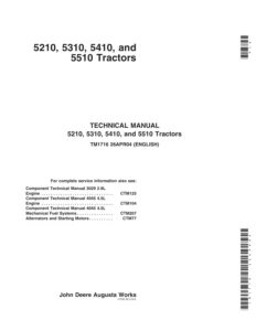 John Deere 5210, 5310, 5410 and 5510 Tractors Service Technical Manual TM1716