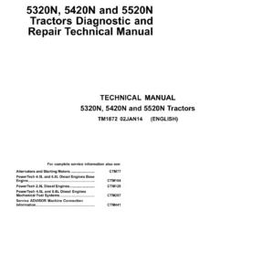John Deere 5320N, 5420N, 5520N Tractor Complete Service & Repair Manual - PDF Download
