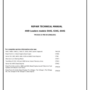 John Deere 544G 624G 644G 4WD Loaders Repair Technical Manual - TM1530 (2005) PDF