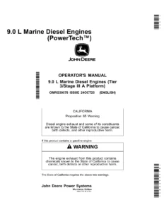 John Deere 6090AFM85 6090HFM85 6090SFM85 9.0L Marine Diesel Engine Operation and Maintenance Manual