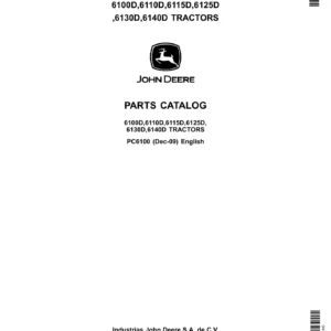 John Deere 6100D 6110D 6115D 6125D 6130D 6140D Tractor Parts Catalog PC6100 December 2009 PDF