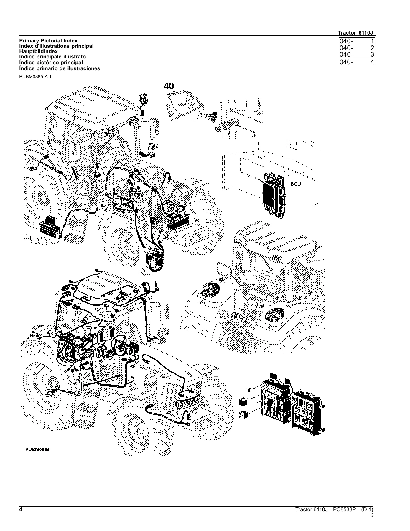 John Deere 6110J Trator Catálogo de Peças PC8538P 2013 Português - Image 3