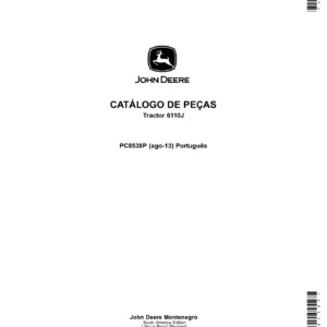 John Deere 6110J Trator Catálogo de Peças PC8538P 2013 Português